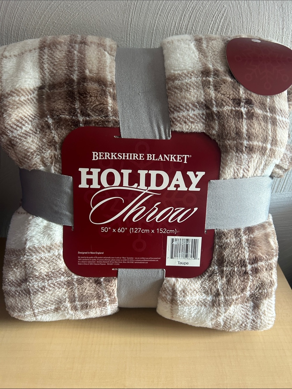 Berkshire Holiday Throw in Taupe Plaid
